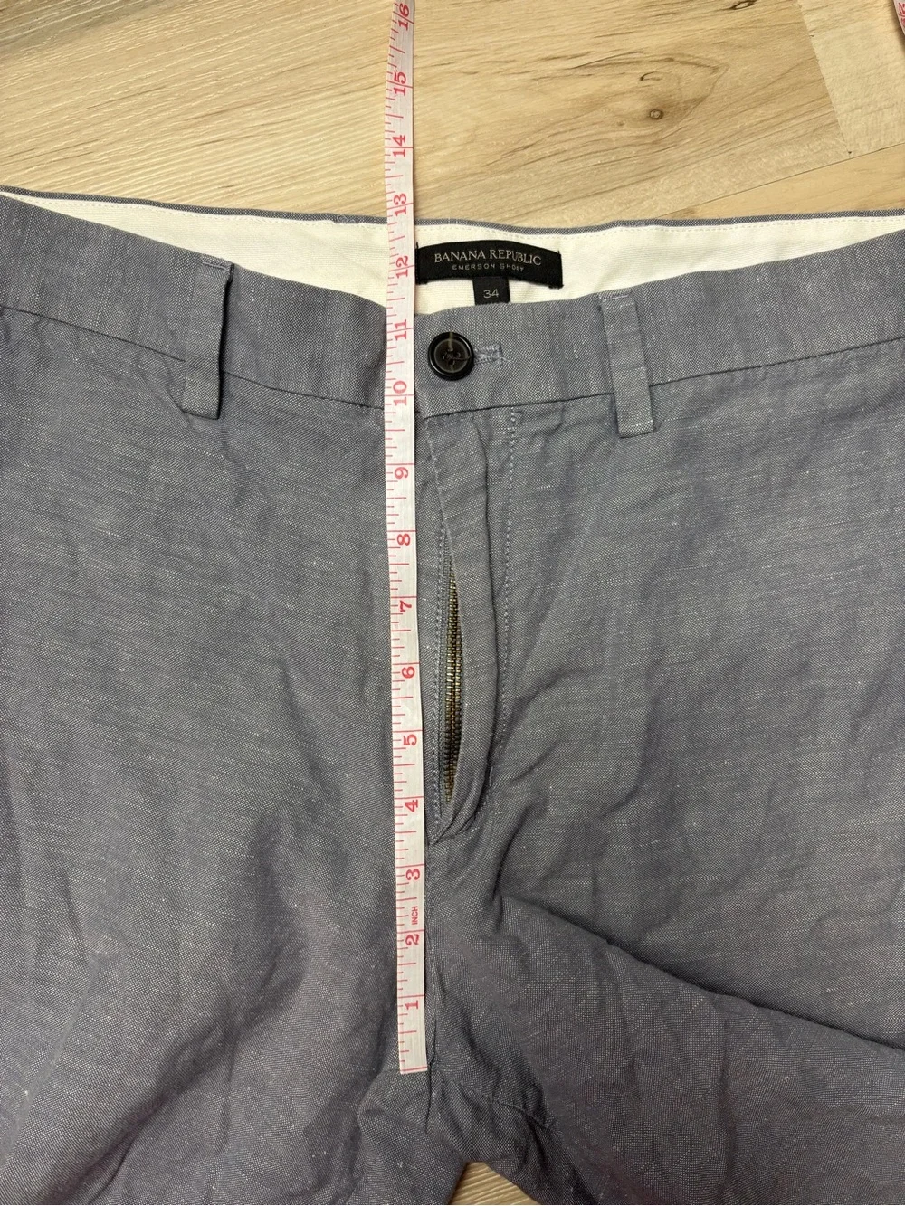 Banana Republic Emerson Short Men's 34 Light Blue Chambray Linen Cotton Chino